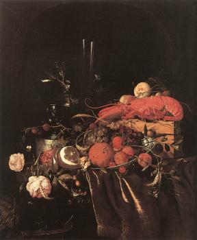 Jan Davidsz De Heem : Still-Life with Fruit, Flowers, Glasses and Lobster